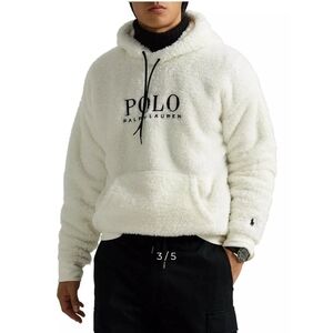 MENS Polo Ralph Lauren White Fleece Hoodie SIZE SMALL